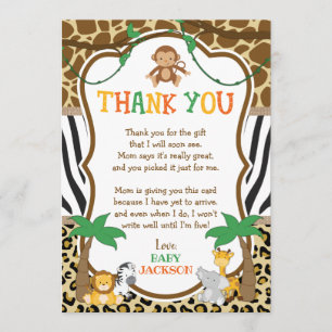 Safari Baby shower Hartelijk dank Kaart
