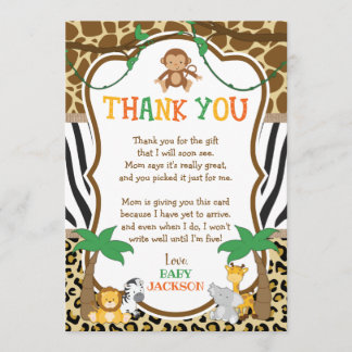 Safari Baby shower Hartelijk dank Kaart