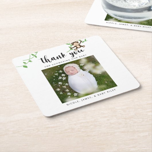 Safari Baby shower Hartelijk dank voor Oerwouden Kartonnen Onderzetters (Schuin)