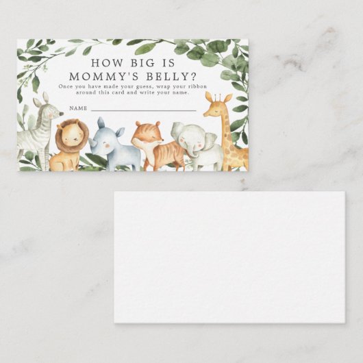 Safari Baby shower Hoe groot is mama's buik Kaart (Voorkant / Achterkant)