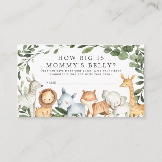 Safari Baby shower Hoe groot is mama's buik Kaart (Voorkant)