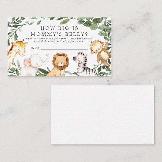 Safari Baby shower Hoe groot is mama's buik Kaart (Voorkant / Achterkant)