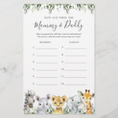 Safari Baby shower Hoe oud waren ze spel Kaart (Voorkant)