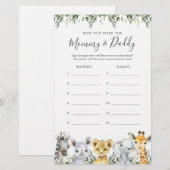 Safari Baby shower Hoe oud waren ze spel Kaart (Voorkant / Achterkant)