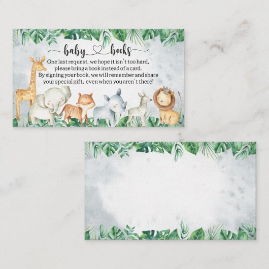 Safari Baby shower I Aanvraag van het Birthday Boo Informatiekaartje (Voorkant / Achterkant)