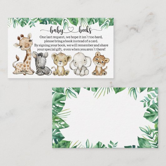 Safari Baby shower I Aanvraag van het Birthday Boo Informatiekaartje (Voorkant / Achterkant)