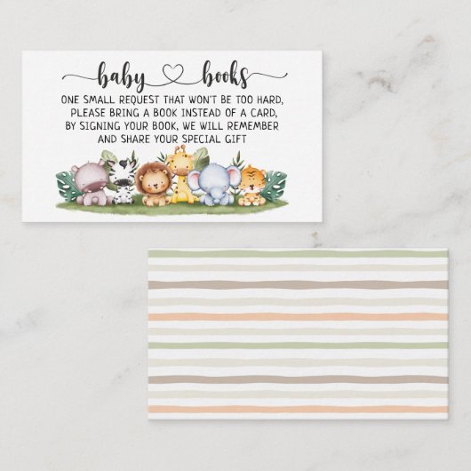 Safari Baby shower I Aanvraag van het Birthday Boo Informatiekaartje (Voorkant / Achterkant)
