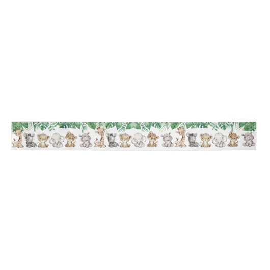Safari Baby shower I Birthday Animals Satin Ribbon Satijnen Lint (Voorkant)