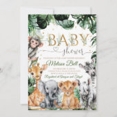 Safari Baby shower Invitation, Boy Safari Oerwoud Kaart (Voorkant)