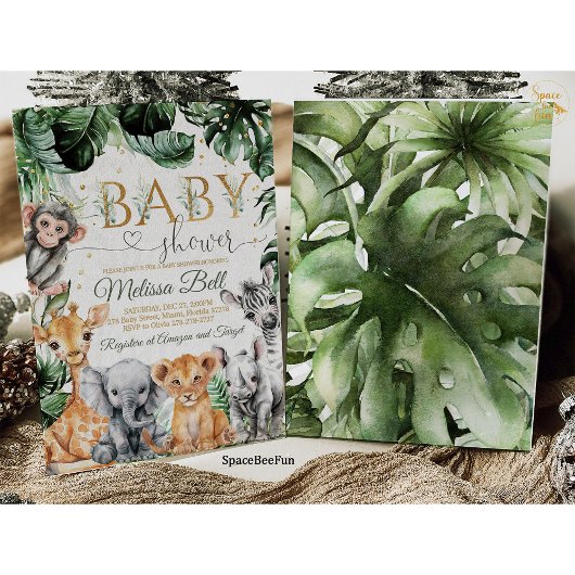 Safari Baby shower Invitation, Boy Safari Oerwoud Kaart