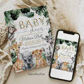 Safari Baby shower Invitation, Boy Safari Oerwoud Kaart