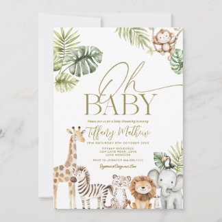 Safari Baby Shower Invitation Editable Kaart