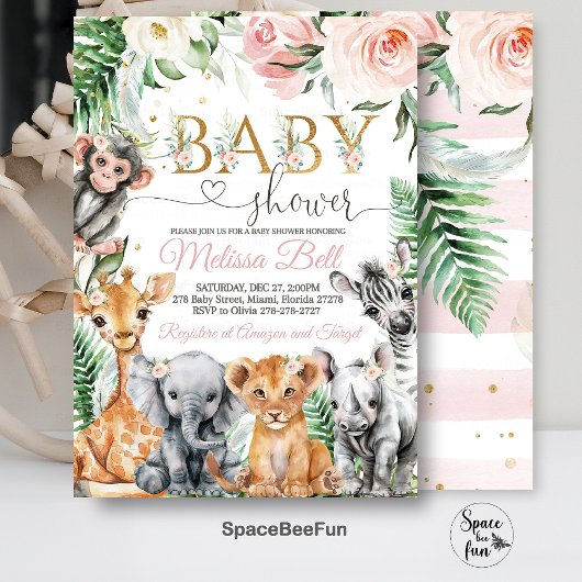 Safari Baby shower Invitation, Gir Safari Oerwoud Kaart