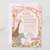 Safari Baby shower Invitation (Meisje Roze) Kaart (Voorkant)