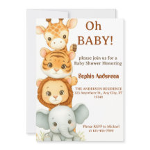 Safari Baby shower Invitation Neutraal Oerwoud