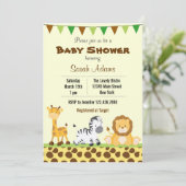 Safari Baby shower Invitation Oerwoud Animal Kaart (Staand voorkant)
