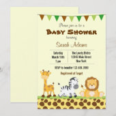 Safari Baby shower Invitation Oerwoud Animal Kaart (Voorkant / Achterkant)