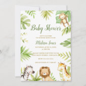 Safari Baby shower Invitation Oerwoud GenderNeutra Kaart (Voorkant)