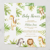 Safari Baby shower Invitation Oerwoud GenderNeutra Kaart (Voorkant / Achterkant)