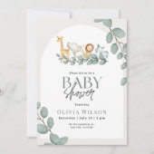 Safari Baby Shower Invite, Greenery Jungle Neutral Kaart (Voorkant)