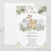 Safari baby shower jongens uitnodiging bundel (Voorkant / Achterkant)