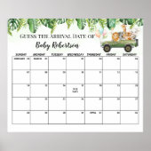 Safari Baby Shower Jungle Verwachtingsdatum Kalend Poster (Voorkant)