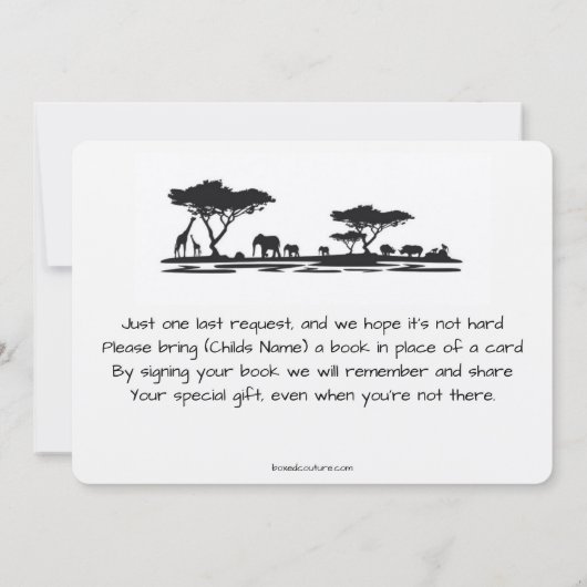 Safari Baby shower Kaart (Achterkant)