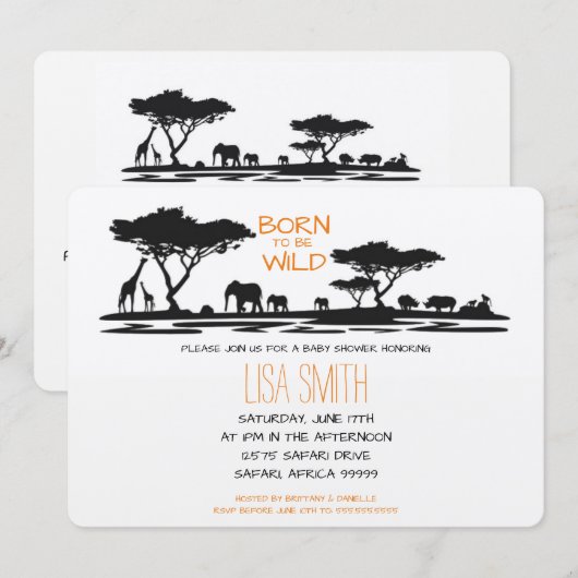 Safari Baby shower Kaart (Voorkant / Achterkant)