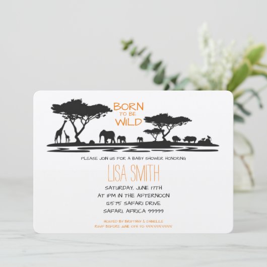 Safari Baby shower Kaart (Staand voorkant)