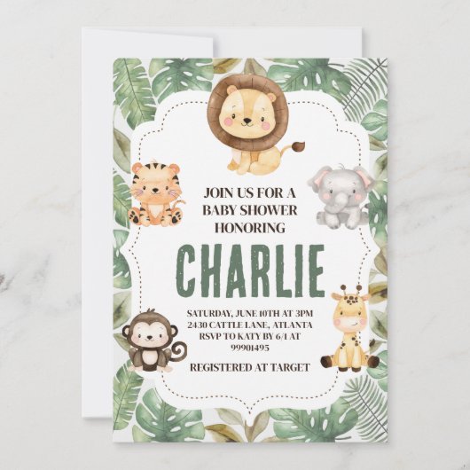 Safari Baby Shower Kaart (Voorkant)