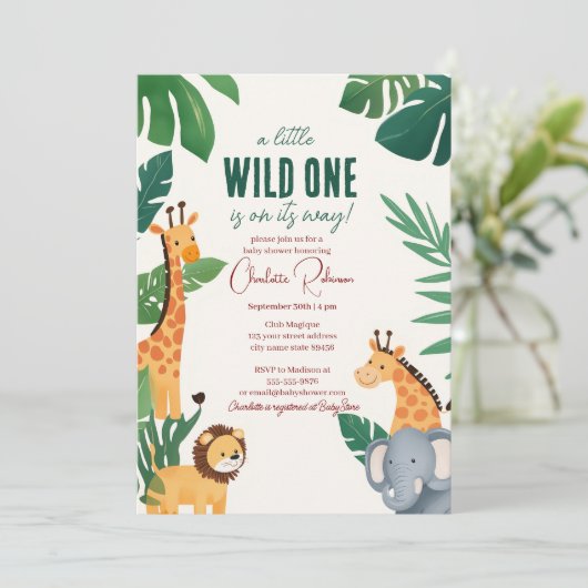 safari-Baby shower Kaart (Staand voorkant)