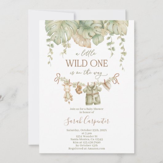 Safari Baby shower Kaart (Voorkant)