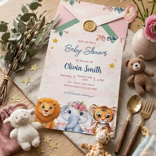 Safari Baby Shower Kaart