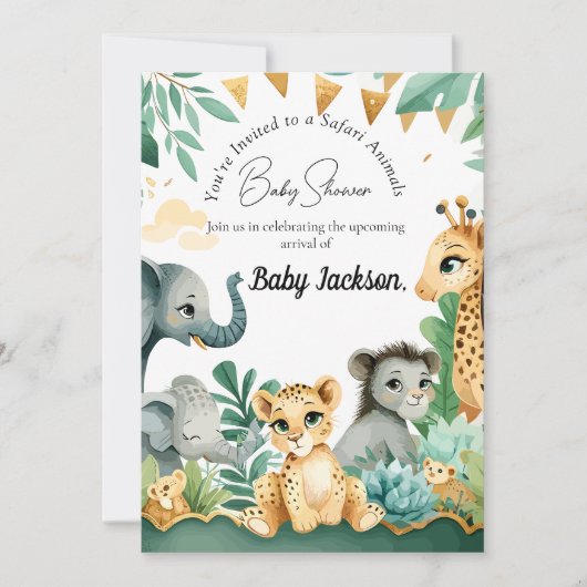 Safari Baby shower Kaart (Voorkant)