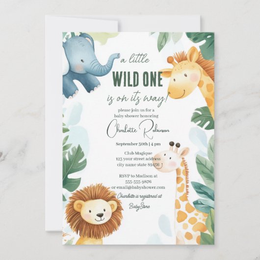 safari-Baby shower Kaart (Voorkant)