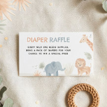Safari Baby Shower Luier Raffle Insteekkaart Wild
