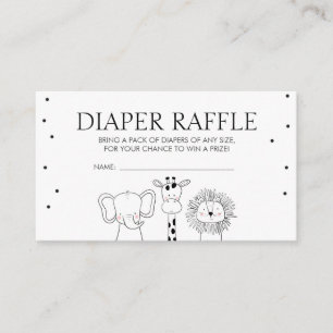 Safari Baby shower Luier Raffle Kaart Oerwoud Zoo