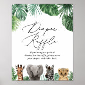 Safari Baby shower Luier Raffle Sign Poster (Voorkant)