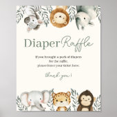 Safari Baby shower Luier Raffle Sign Poster (Voorkant)