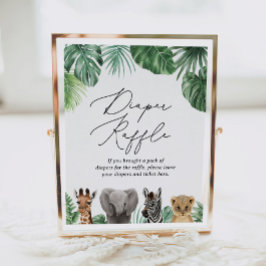 Safari Baby shower Luier Raffle Sign Poster