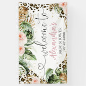 Safari Baby shower Luipaard Meisje Achtergrond Ban Spandoek (Verticaal)