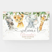 Safari Baby shower Meisje Achtergrond Banner Welko (Horizontaal)