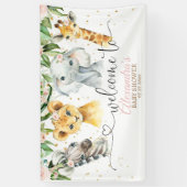 Safari Baby shower Meisje Achtergrond Banner Welko (Verticaal)