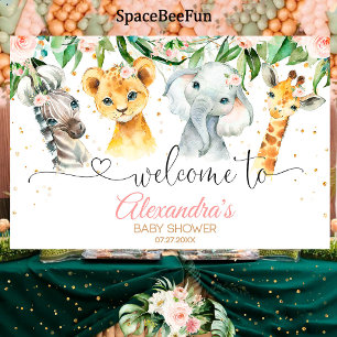 Safari Baby shower Meisje Achtergrond Banner Welko