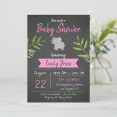 Safari Baby shower Meisje Chalkboard Uitnodiging (Staand voorkant)