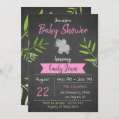 Safari Baby shower Meisje Chalkboard Uitnodiging (Voorkant / Achterkant)