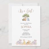 Safari Baby shower Meisjesuitnodiging Kaart (Voorkant)