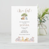 Safari Baby shower Meisjesuitnodiging Kaart (Staand voorkant)