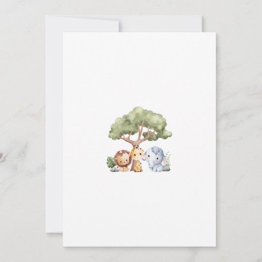 Safari Baby shower Meisjesuitnodiging Kaart (Achterkant)