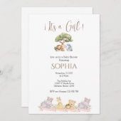 Safari Baby shower Meisjesuitnodiging Kaart (Voorkant / Achterkant)